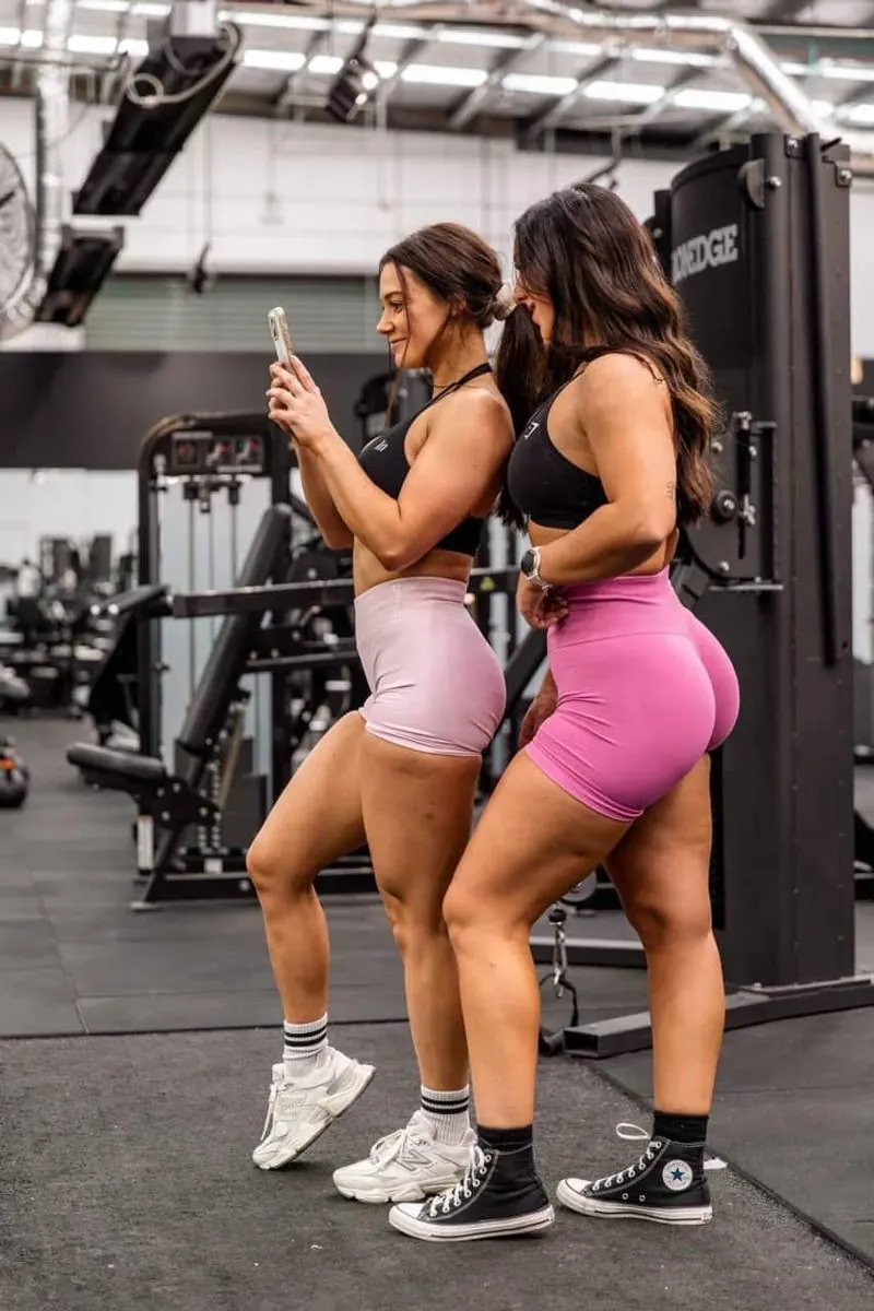 Two women training together